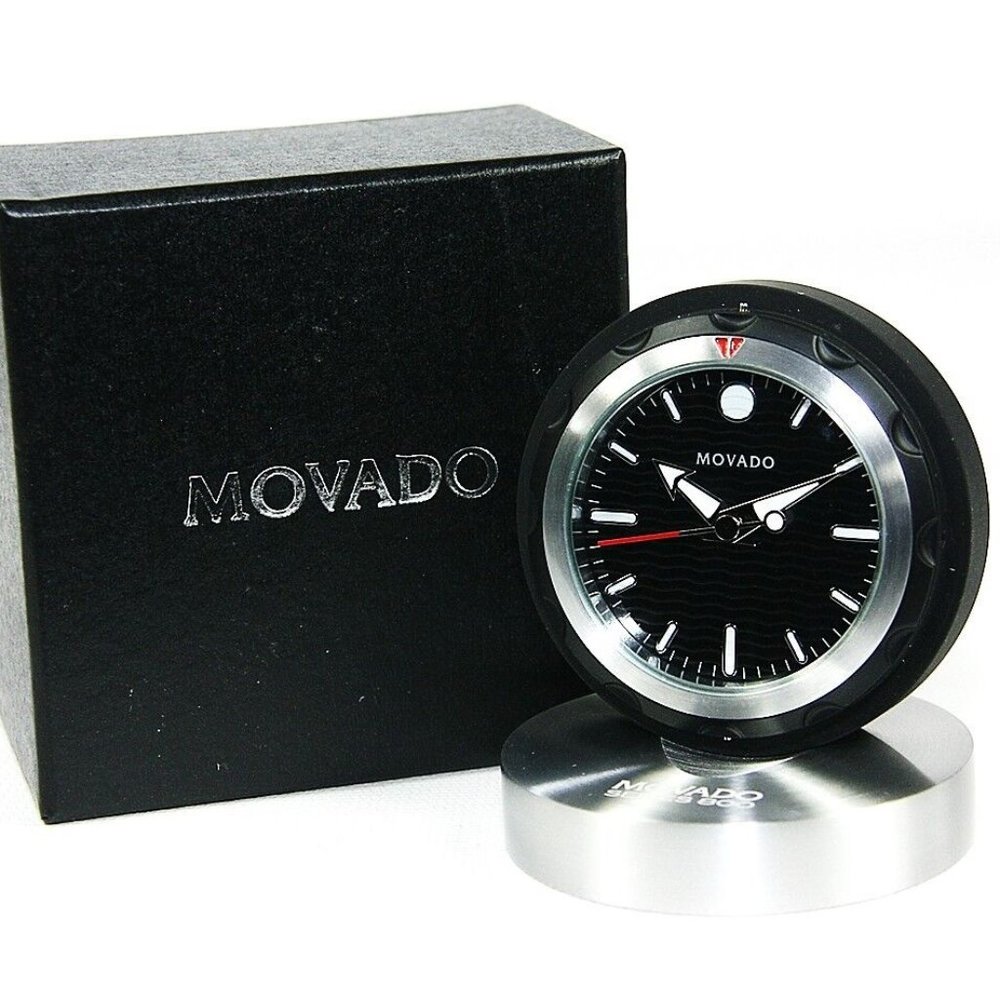 MOVADO MUSEUM DIAL SLEEK AND VERSATILE TRAVEL ALARM CLOCK RBL000218M